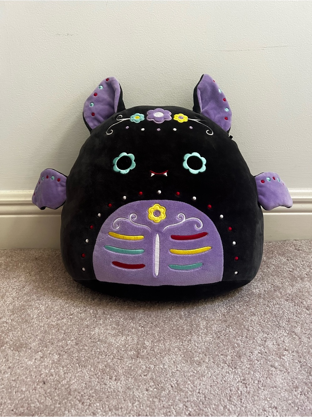 Squishmallow Official Kellytoy (Betty Bat Sugar Skull 12 inch)